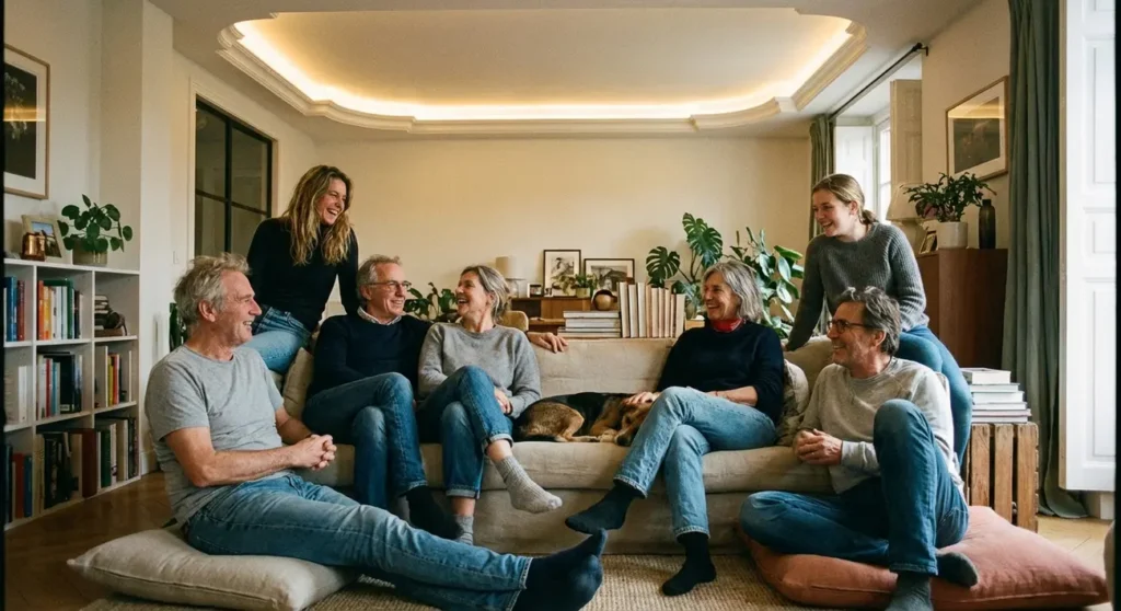 Sanca de gesso com iluminação indireta destacando o ambiente de uma sala em Diadema.