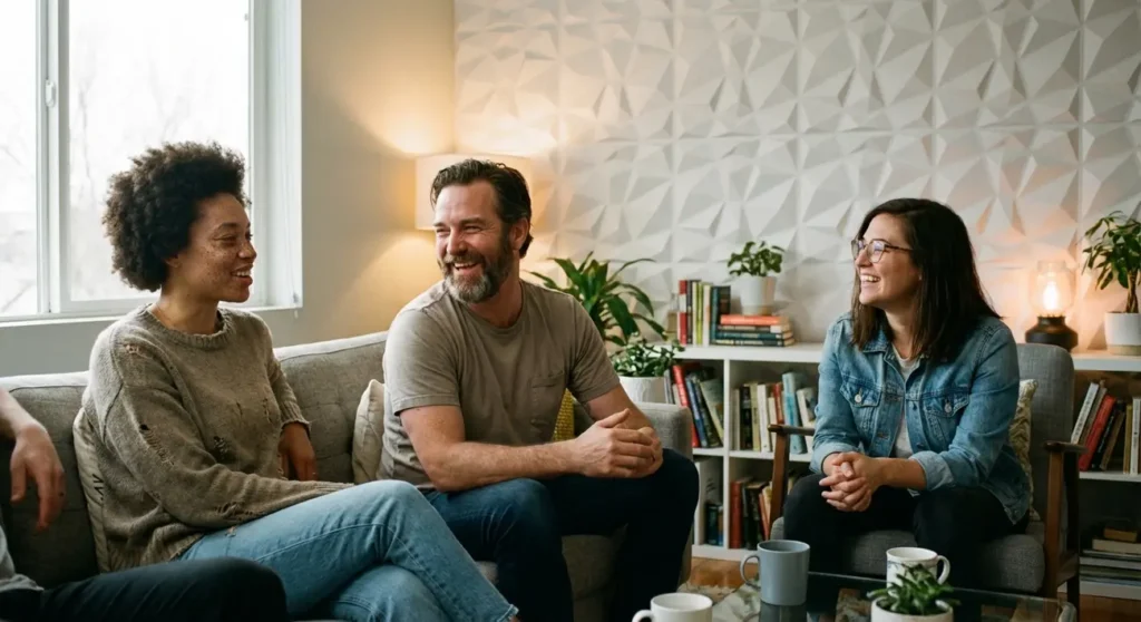 Parede 3D em gesso com design moderno em sala de estar, realçando a decoração do ambiente em Diadema.